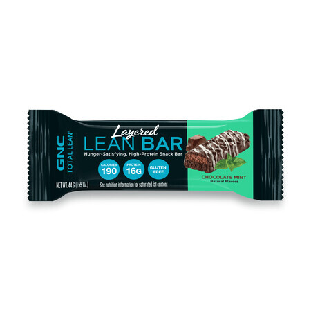 Gnc Total Lean Layered Lean Bar, Barrita de proteínas con sabor a chocolate y menta, 44 G