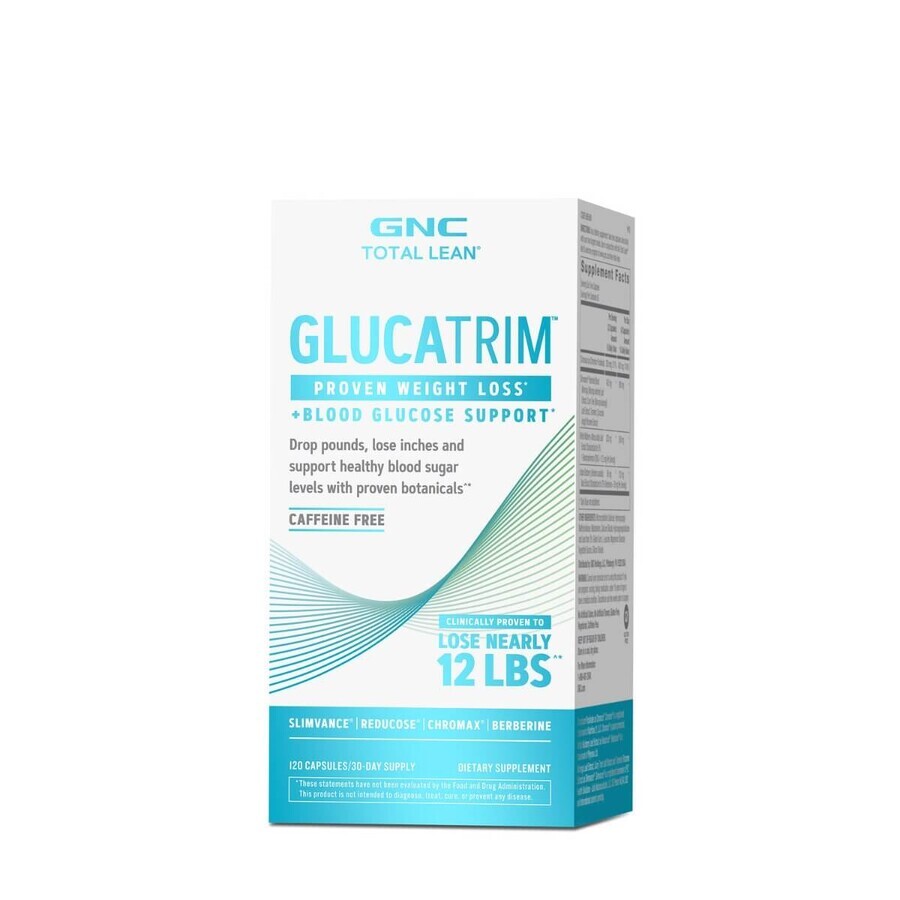 Gnc Total Lean Lean Glucatrim Pérdida de Peso Probada + Apoyo a la Glucosa en la Sangre, Fórmula Avanzada para la Pérdida de Peso, 120 Cps