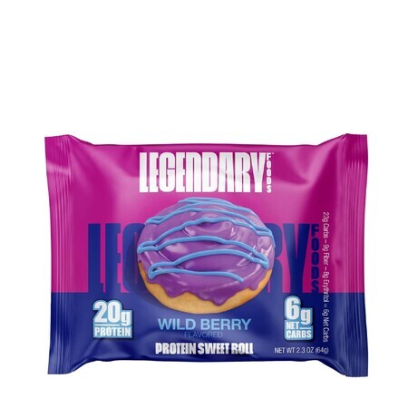 Legendary Foods Protein Sweet Roll, rouleau protéiné à l'arôme de baies, 64 g