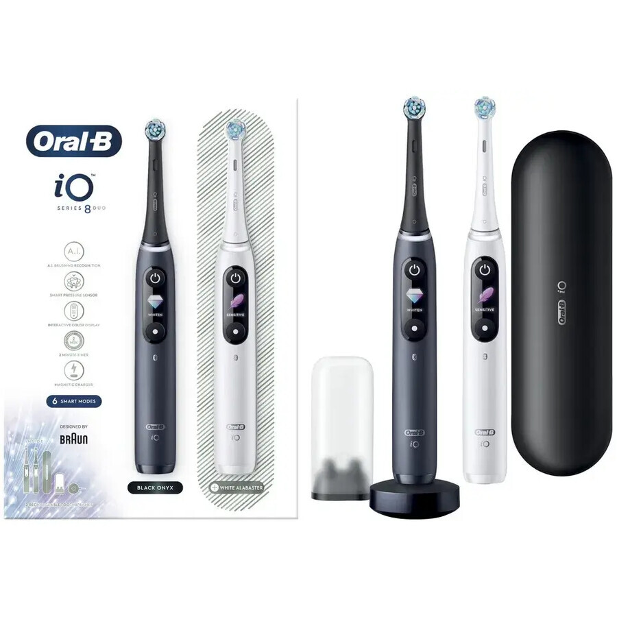 Oral B EK Duo iO iO Series 8 Black&White + porte-brosse à dents + sac de voyage