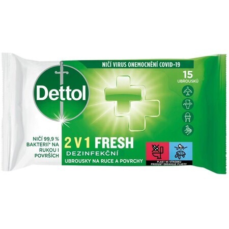 Dettol 2-in-1 Hand- und Oberflächendesinfektionstücher 15 Stück