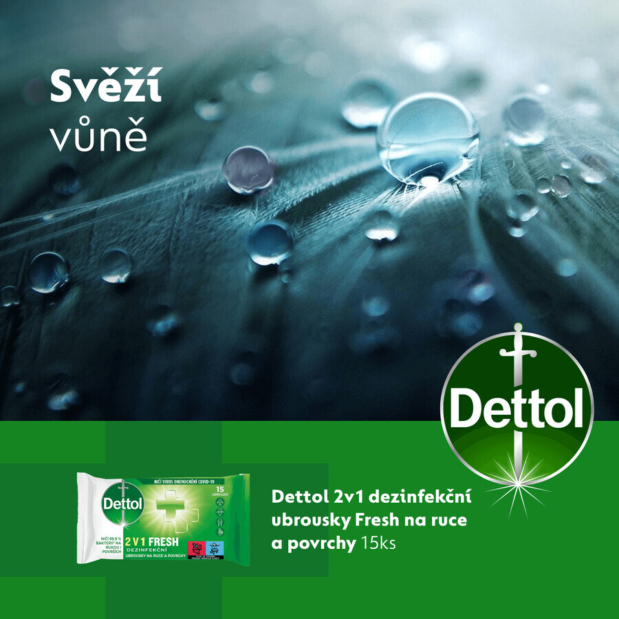 Dettol 2-in-1 Hand- und Oberflächendesinfektionstücher 15 Stück