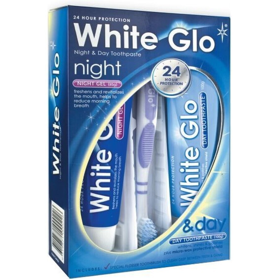 White Glo Set di paste sbiancanti giorno e notte 185 g