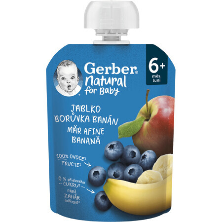 Gerber Natural Apfel, Heidelbeere und Banane Beutel 6m+ 90 g