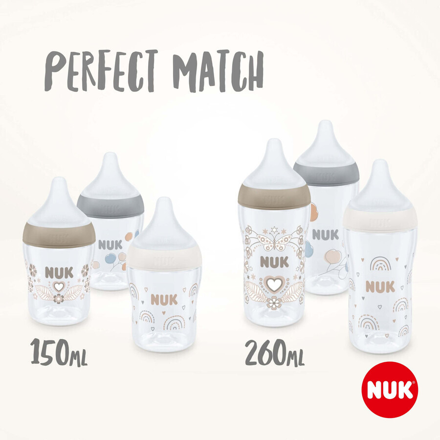 Bouteille Nuk Perfect Match avec contrôle de la température, grise 260 ml