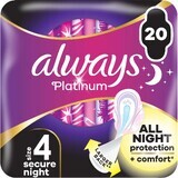 Always Platinum Secure Night Serviettes hygiéniques avec ailettes 20 pcs