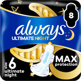 Serviettes hygiéniques Always Ultimate Night (taille 6) avec ailettes 8 pcs