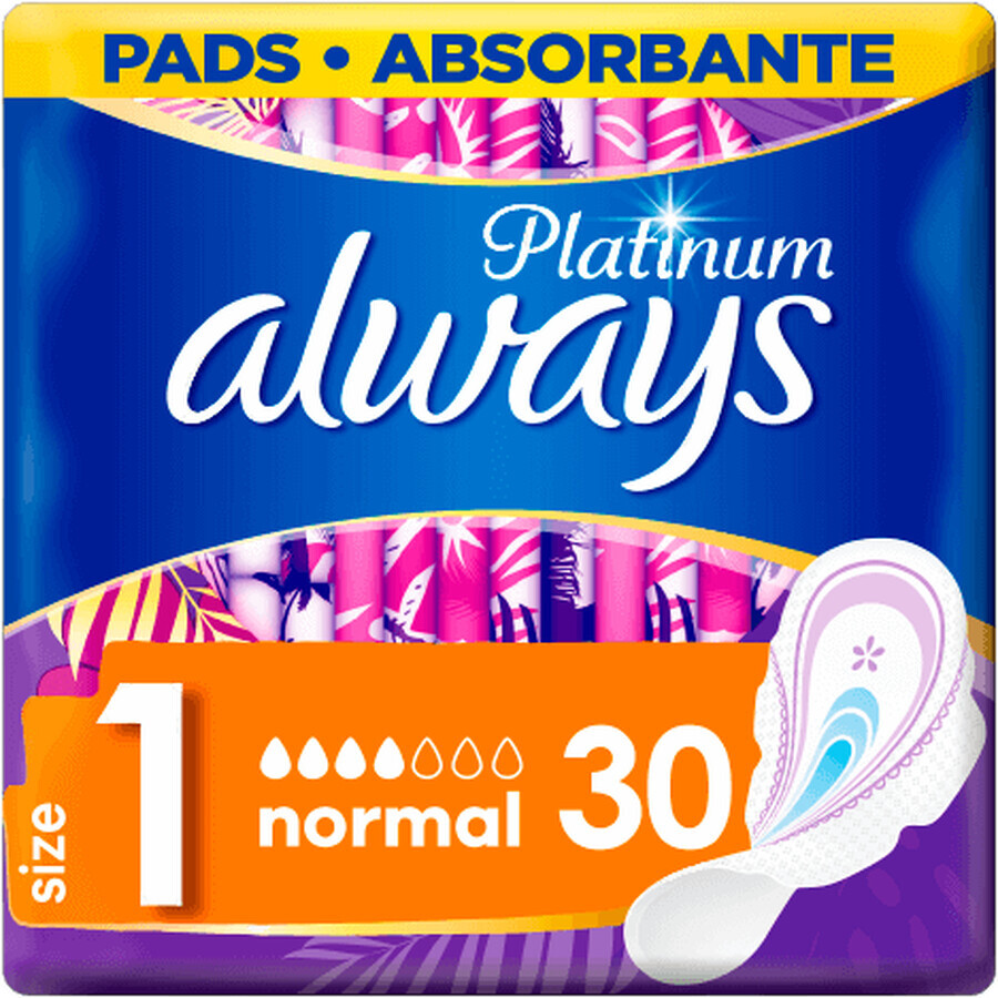 Toallas higiénicas Always Platinum normal (talla 1) con alas 30 unid.