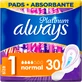 Serviettes hygiéniques à ailettes Always Platinum normal (taille 1) 30 pièces