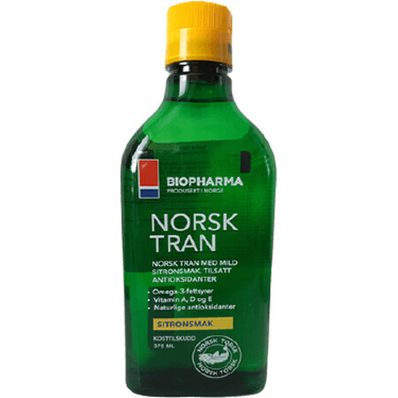 Bio Pharma Olio di pesce norvegese al gusto naturale di limone - Norsk Tran 375 ml