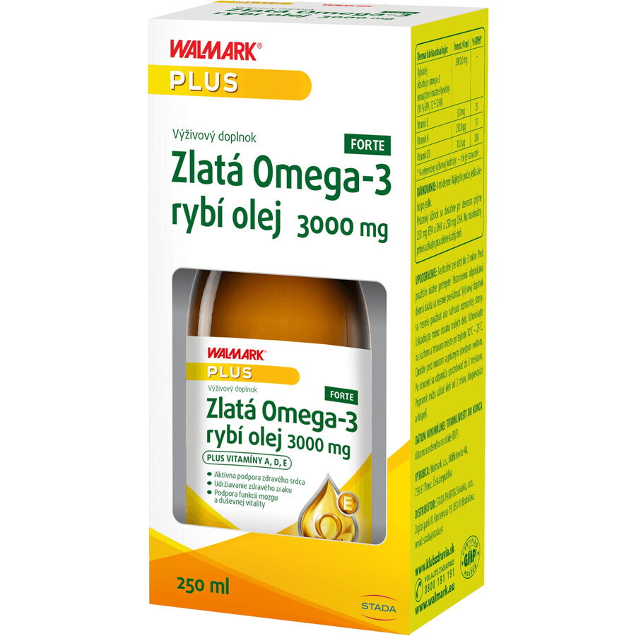 Walmark Golden Omega-3 Forte Olio di Pesce 3000mg, 250 ml