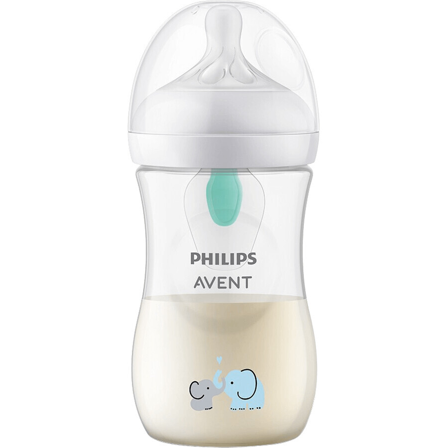 Philips Avent Biberón Natural Response con válvula AirFree 260 ml, elefante 1m+