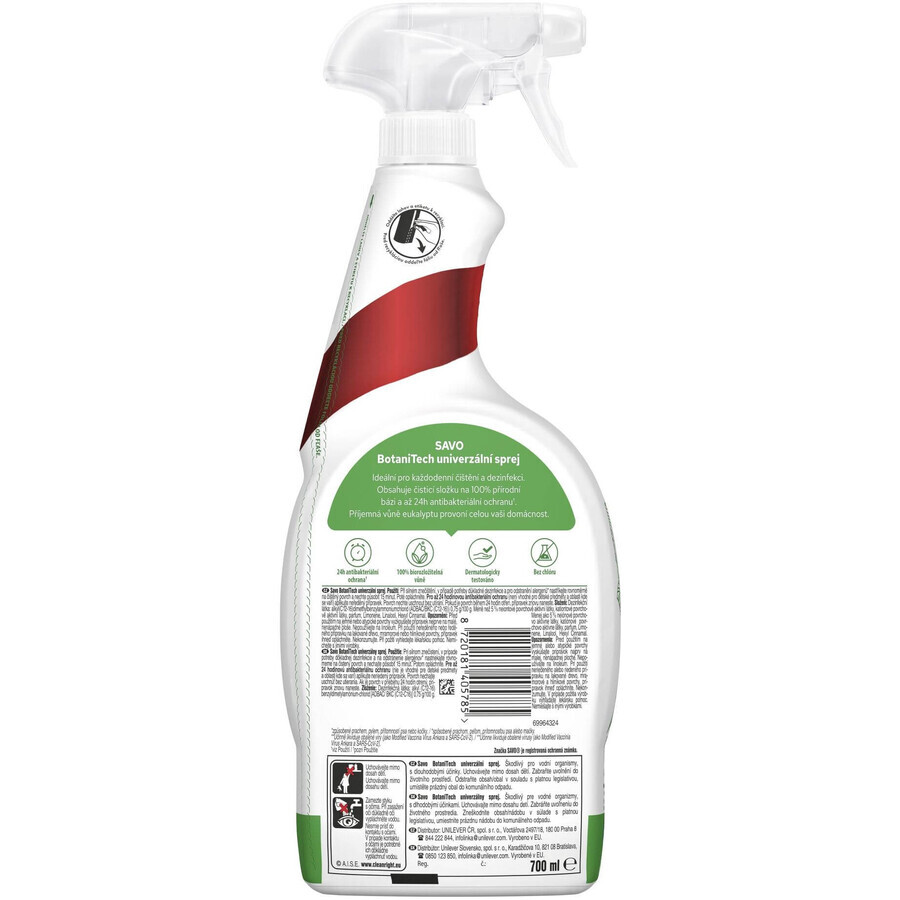 Savo BotaniTech Spray désinfectant et nettoyant 700 ml