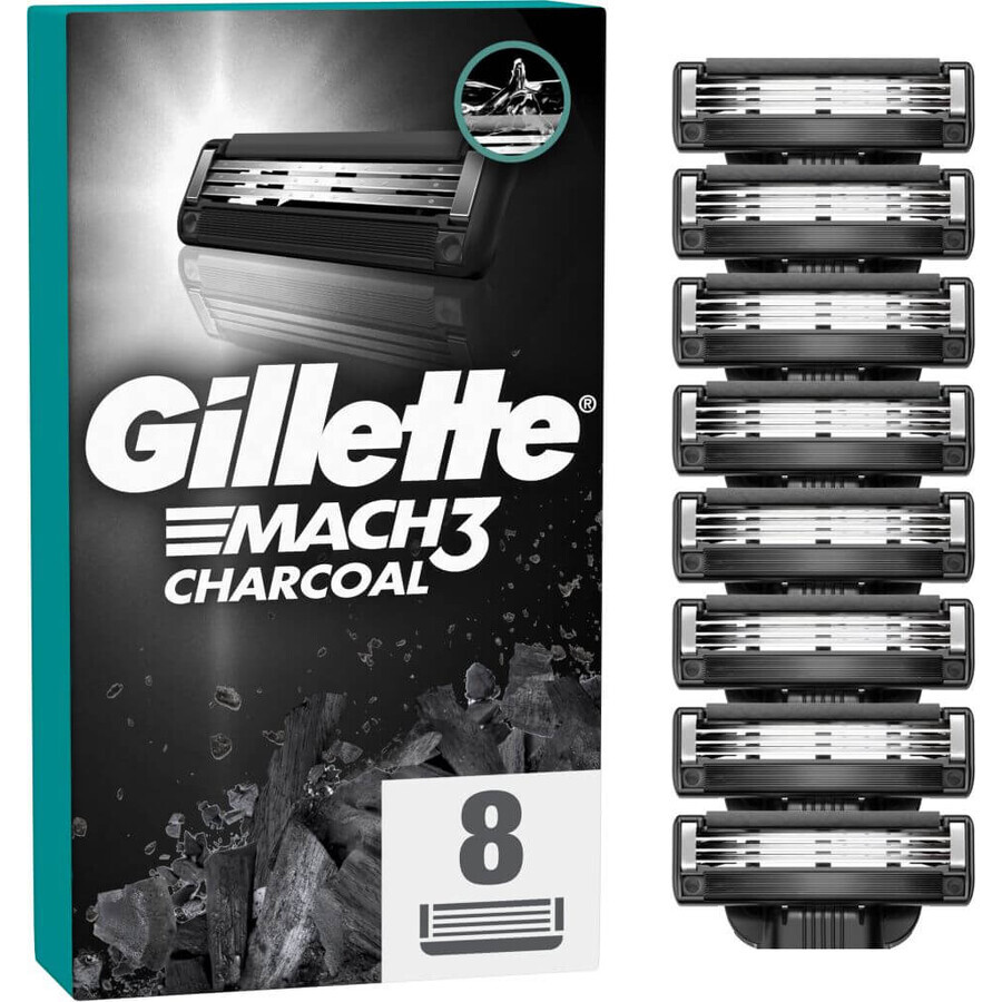 Gillette Mach3 Charcoal têtes de rasage de remplacement pour hommes 8 pcs