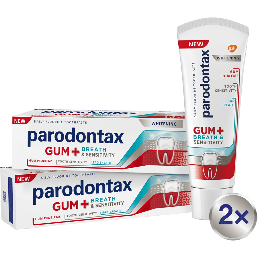 Parodontax White DUO for gums, breath and sensitive teeth, whitening 2 x 75 ml