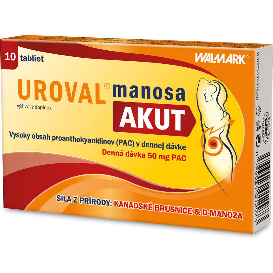 Walmark Uroval Uroval Mannose Akut 10 comprimés