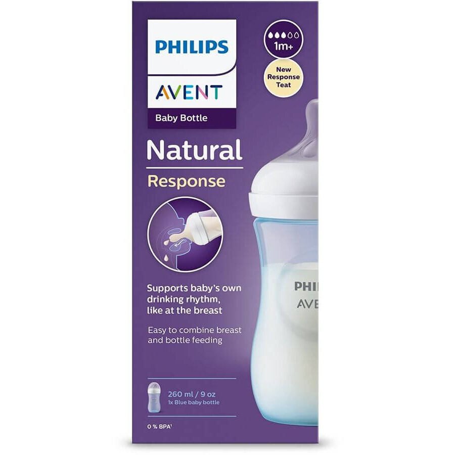 Philips Avent Natural Response Sticle 260ml, 1m+ albastru