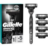 Rasoir pour homme Gillette Mach3 Charcoal + 5 têtes de rasage