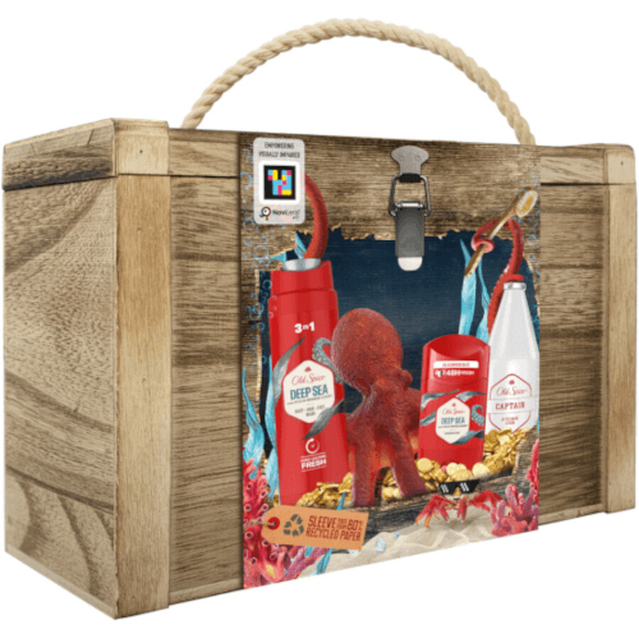 Old Spice Treasure Chest pentru bărbați - deodorant solid + gel de duș + aftershave