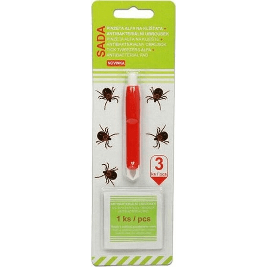 Alfa Vita ALFA Tick Tweezers - set avec lingette antibactérienne