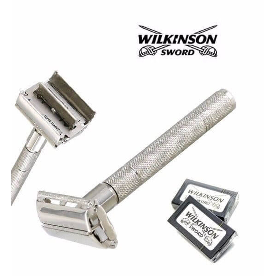 Wilkinson Sword Rasoir pour homme, double tranchant, métal vintage