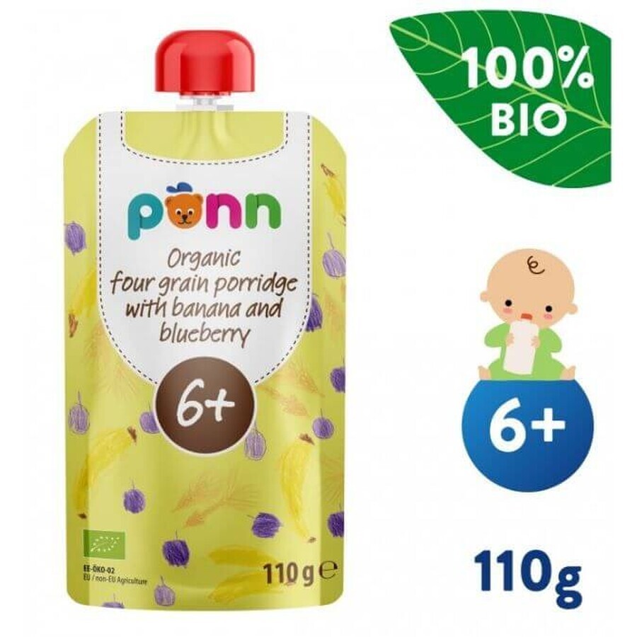 Salvest Põnn Banane bio avec myrtilles et flocons de céréales 110 g