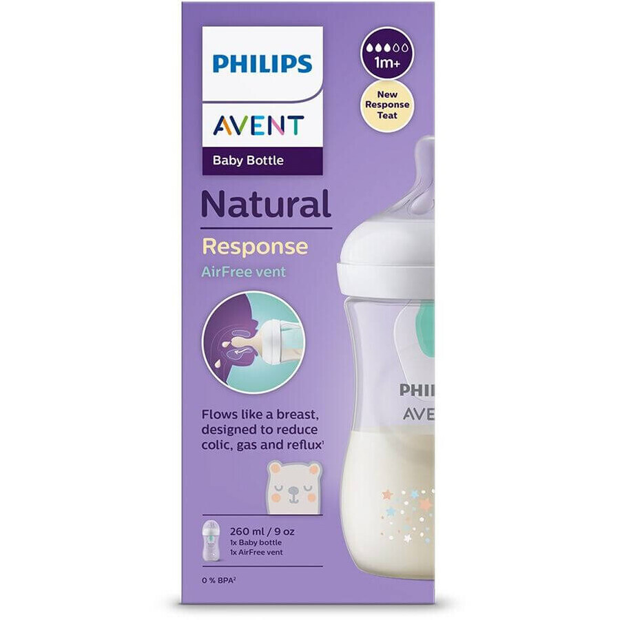 Philips Avent Natural Response Bottle with AirFree Valve 260 ml, 1m+ Bear