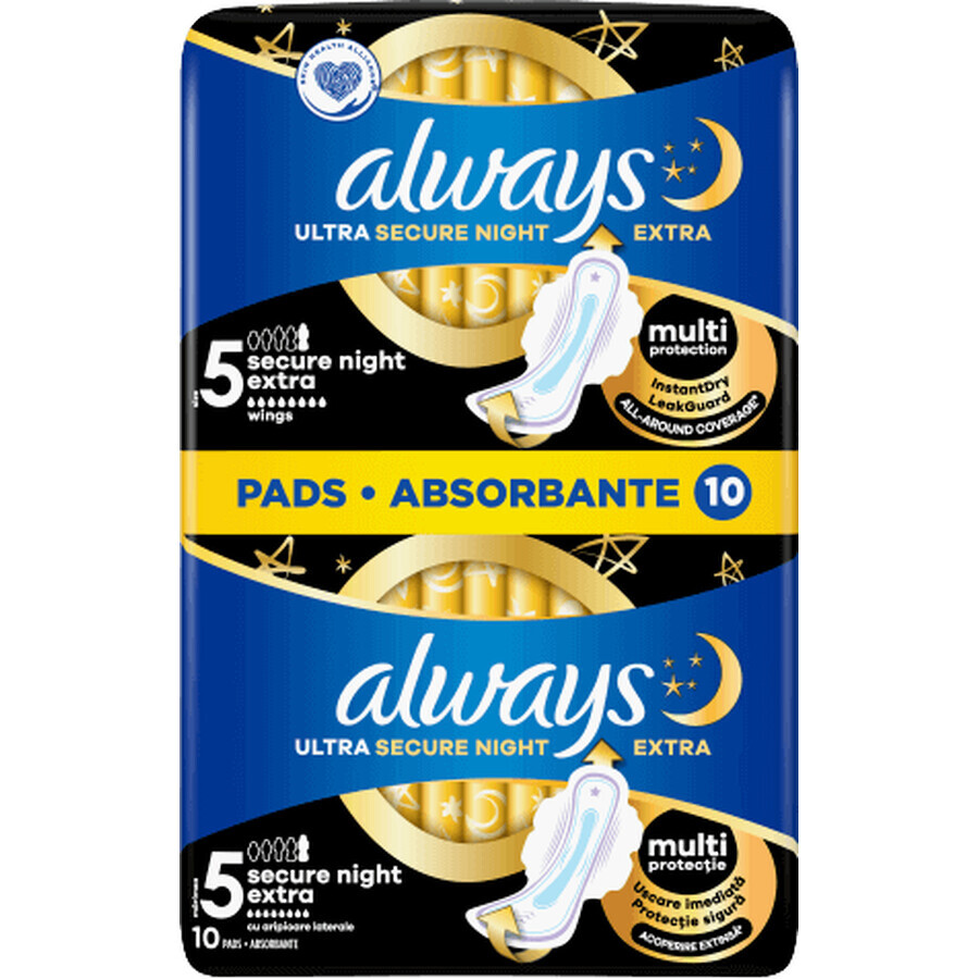 Always Ultra Sanitary Pads Secure Night Extra met vleugels 10 stuks