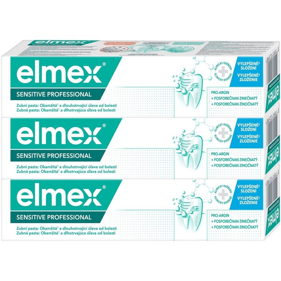 Elmex Sensitive Professional Dentifrice blanchissant doux pour dents sensibles 3 x 75 ml