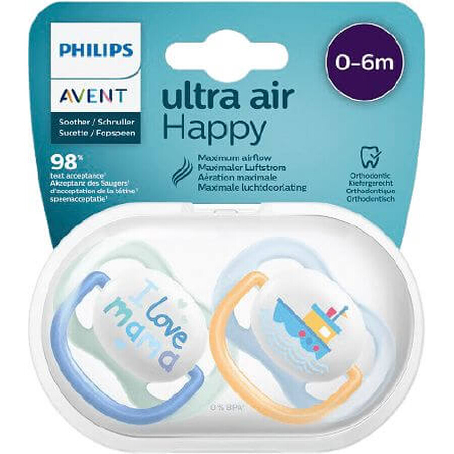 Philips Avent Ultra air Text Soother 0-6m boy 2 pcs