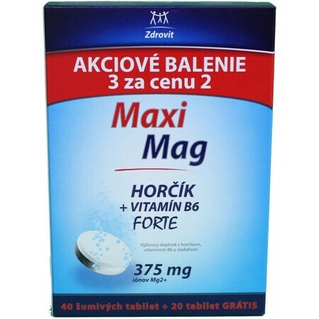 Zdrovit MaxiMag MaxiMag Magnesium+B6 FORTE 375 mg Speciale verpakking, 60 bruistabletten