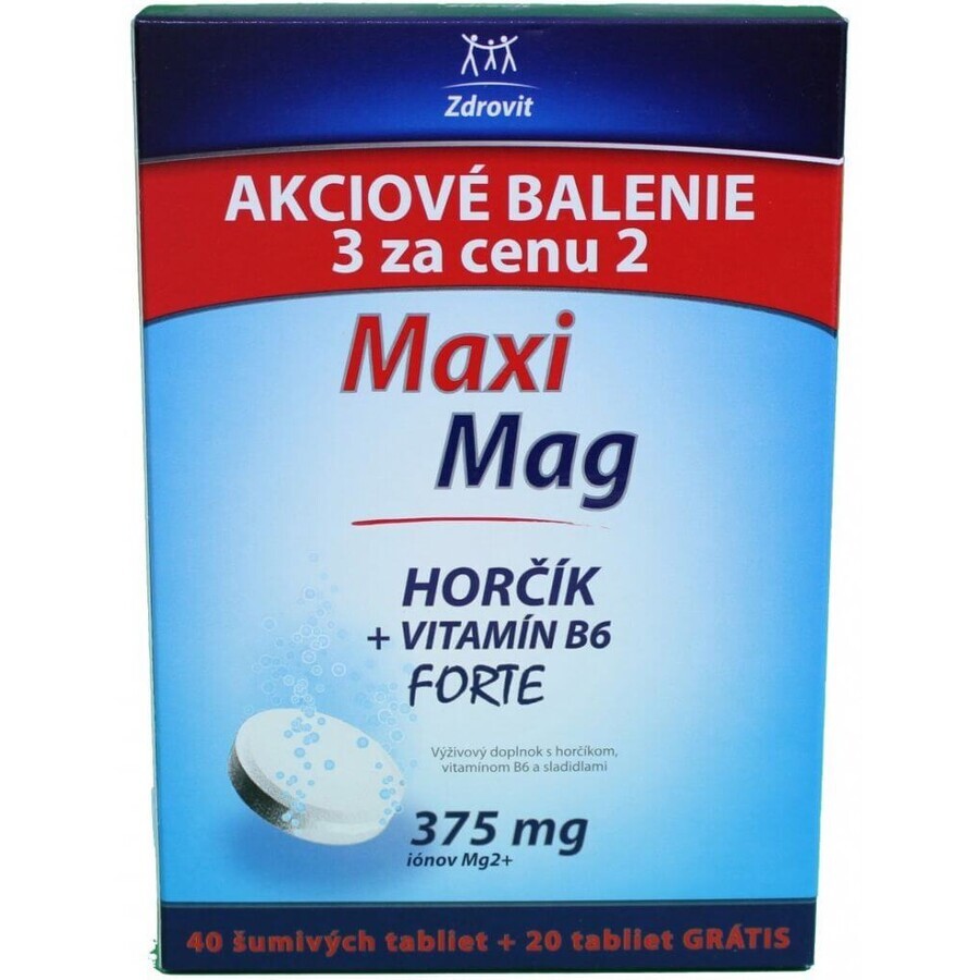 Zdrovit MaxiMag MaxiMag Magnesium+B6 FORTE 375 mg Speciale verpakking, 60 bruistabletten