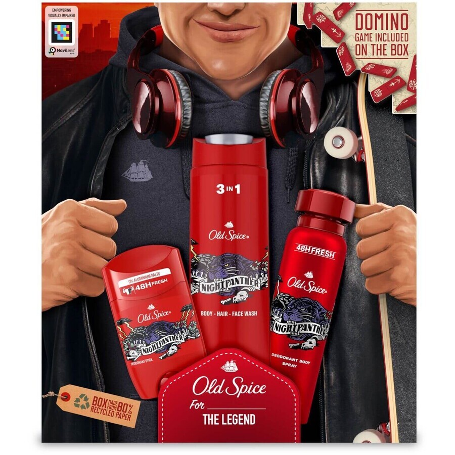 Old Spice City Explorer - set cadou cu deodorant solid și spray, gel de duș Night Panther