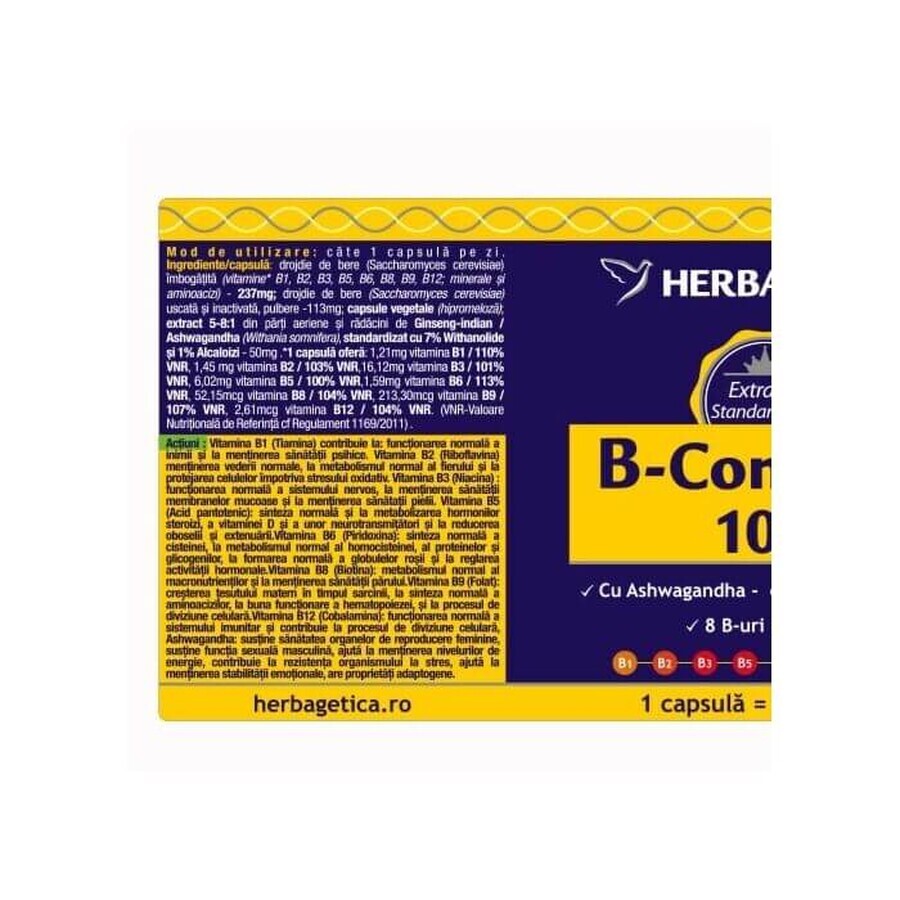 B-Complex 100, 60 capsule, Herbagetica