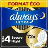 Always Ultra Night Safe Serviettes hygiéniques avec ailettes 72 pcs