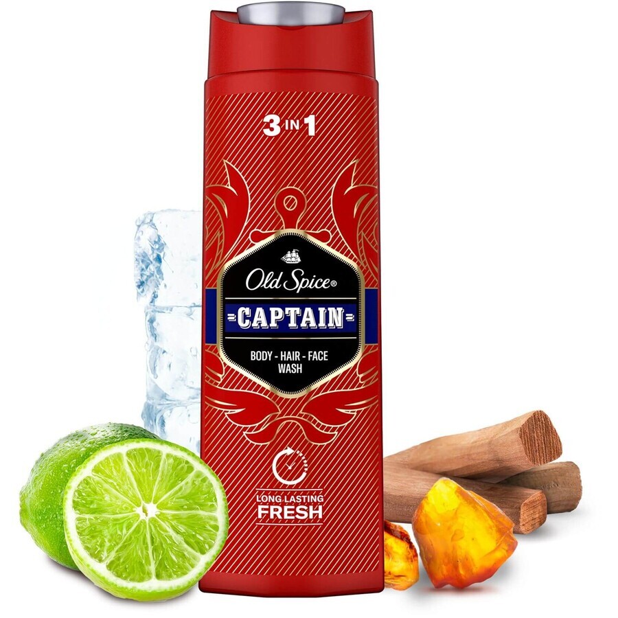 Old Spice Captain Shower gel and shampoo with sandalwood and citrus notes 400 ml