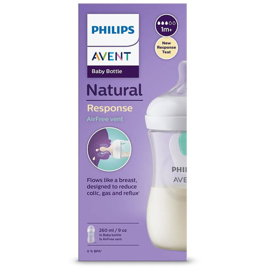 Biberon Natural Response de Philips Avent avec valve AirFree 260 ml, 1m+.