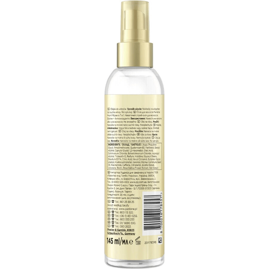 Pantene Pro-V Miracles 7v1 Weightless Oil Mist, huile capillaire à la biotine 145 ml