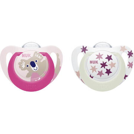 Nuk Soother Star Den&Night 6-18 m rose 2 pcs