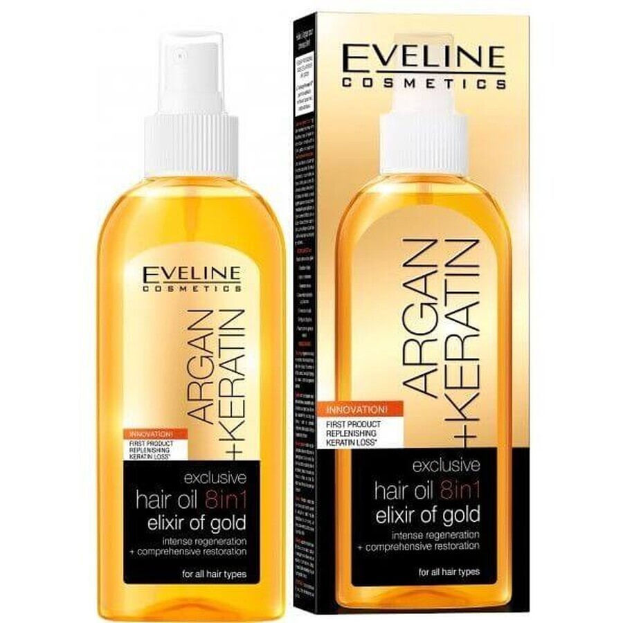 Eveline Cosmetics Argan + Keratin - ulei de păr 8in1 150 ml