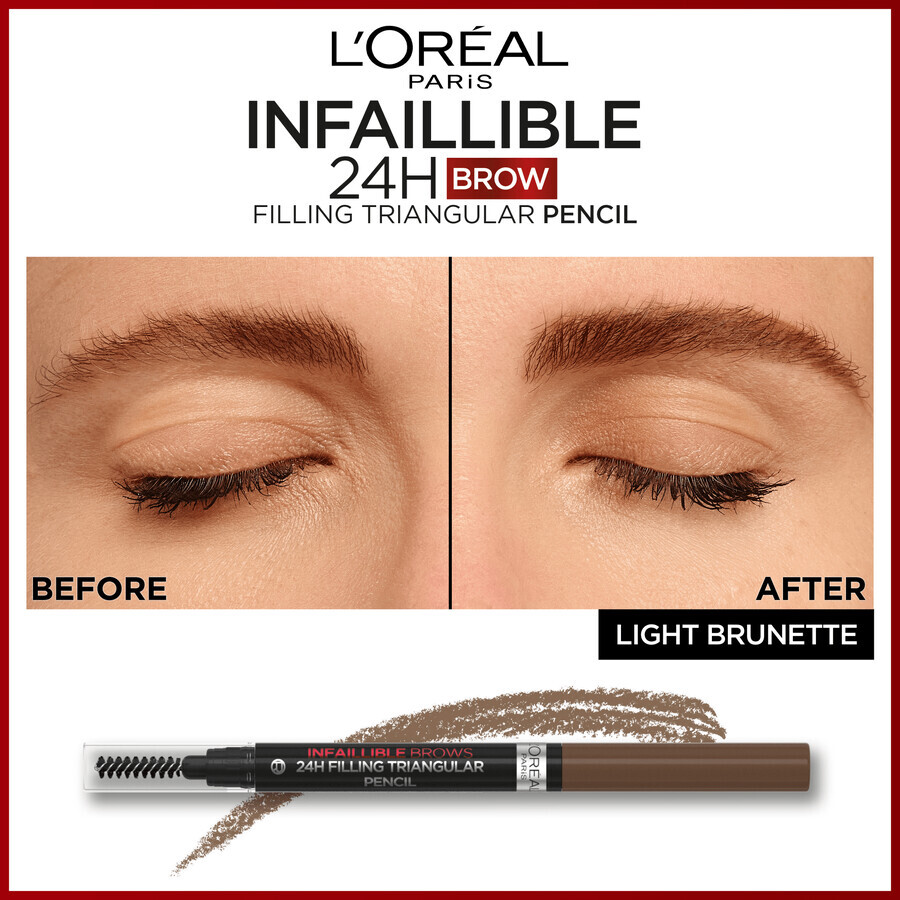 L'Oréal Paris Infaillible Brows 24H Lápiz Triangular Rellenador 05 Lápiz de Cejas Castaño Claro