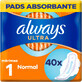 Serviettes hygi&#233;niques Always Ultra Normal avec ailettes 40 pi&#232;ces