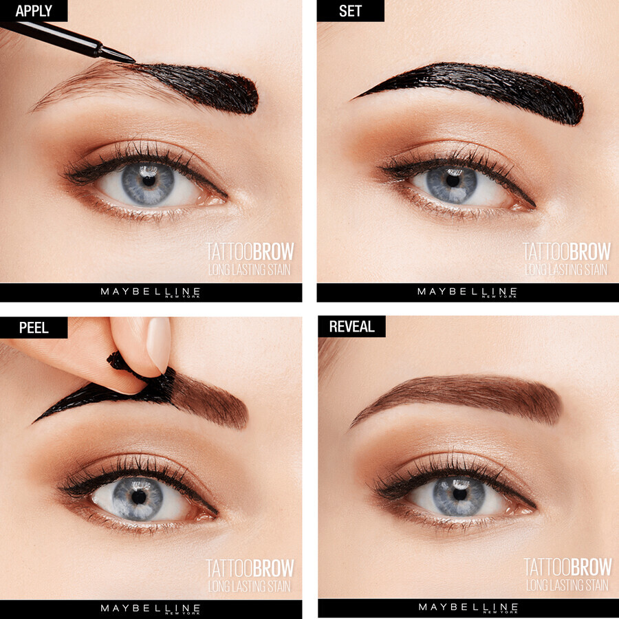 Maybelline New York Brow Tattoo Marrón Medio color de cejas semipermanente 02, 4,6 g