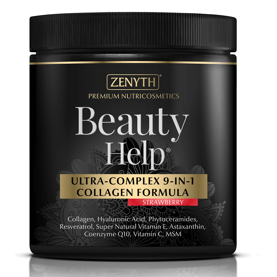 Beauty Help Formule Collagène Ultra-Complexe 9-en-1, Saveur Fraise, 300 g, Zenyth