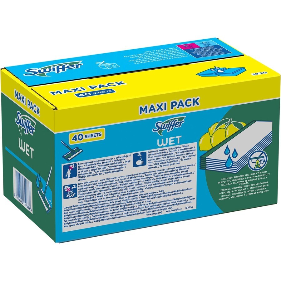 Swiffer Lingettes humides pour le nettoyage des sols à saveur d'agrumes 40 pcs