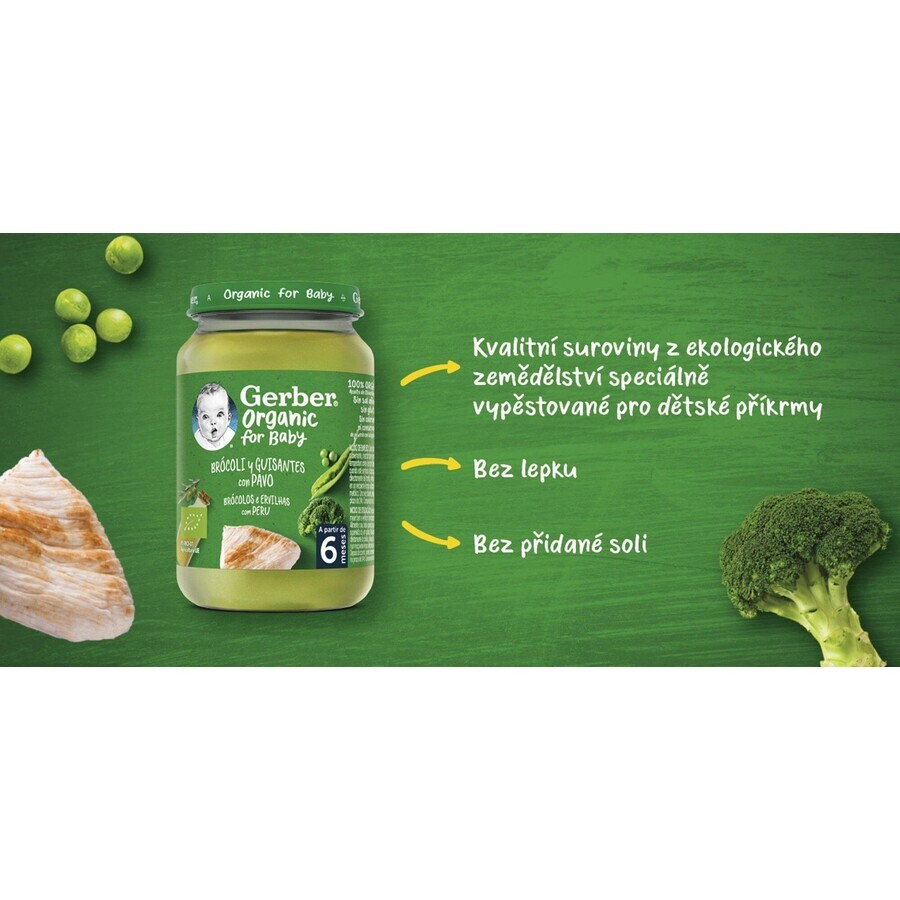 Gerber organic broccoli with peas and turkey 190 g