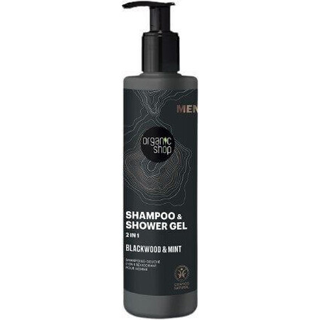 Organic Shop Gel douche et shampooing 2 en 1 Bois noir et menthe 280 ml