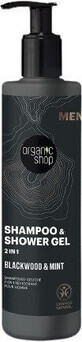 Organic Shop Gel douche et shampooing 2 en 1 Bois noir et menthe 280 ml