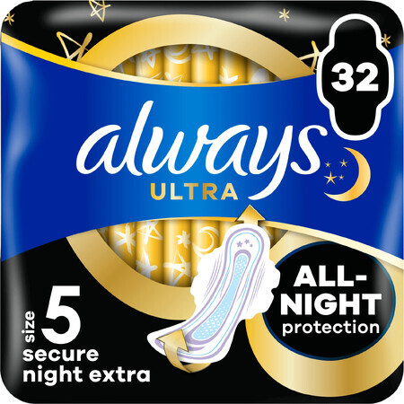 Always Ultra Secure Night Extra Maandverband (maat 5) met vleugels 32 stuks