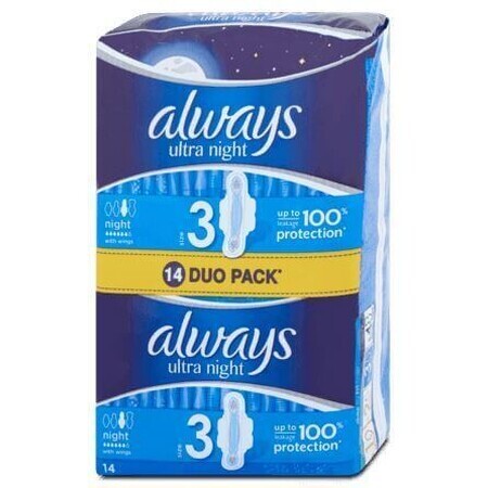 Serviettes hygiéniques Always Ultra Night 14 pcs